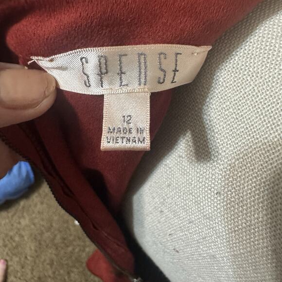 Spense Chamois Burnt Orange Dress Studded Knee Length Microsuede Sz 12 - Picture 7 of 9